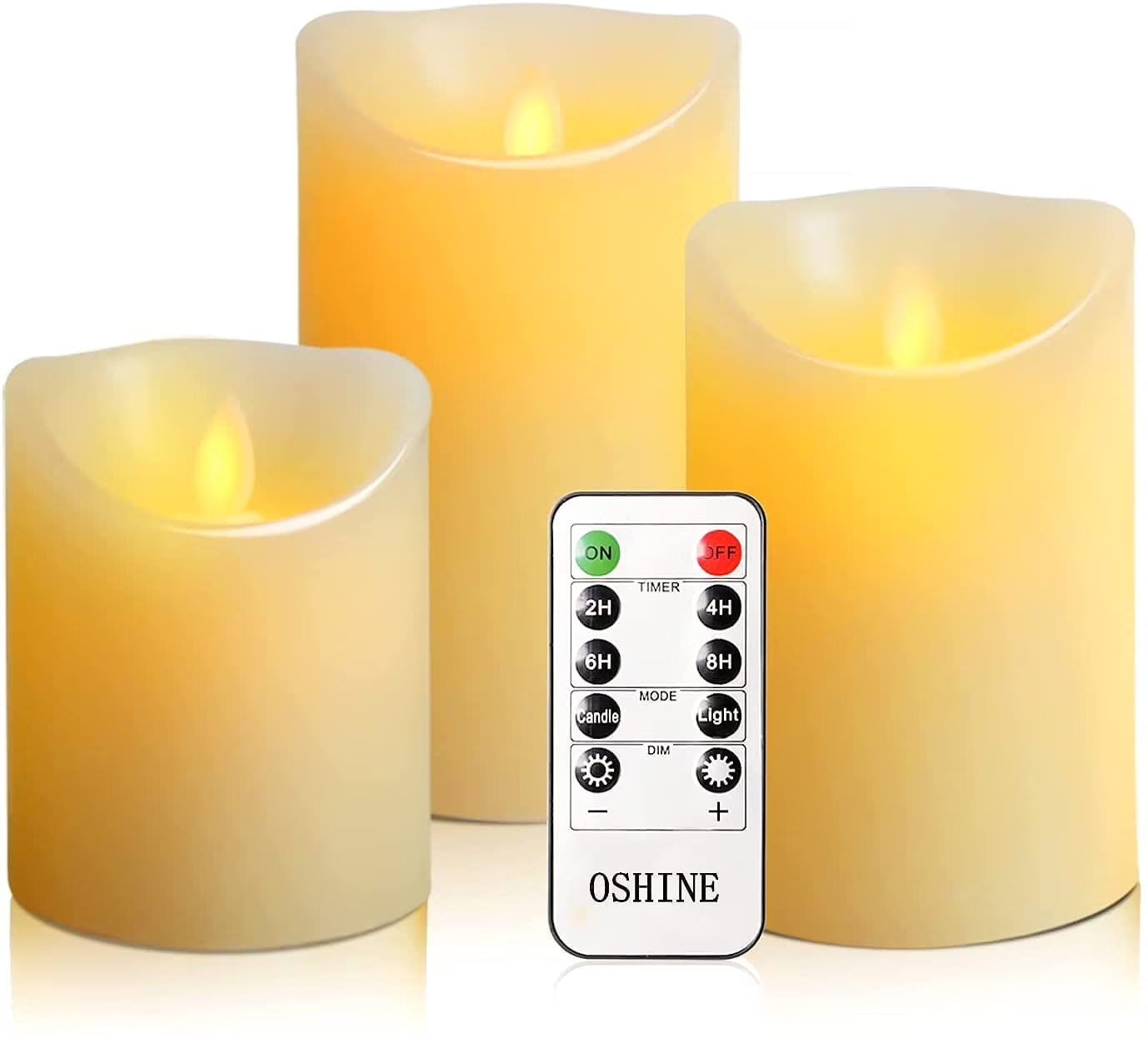 Flameless Candles LED Lights Battery Candles 3-Pack Moving Wick True Wax Electric Pillar Candles Votive Flicker Lights with Remote Control with Timer Halloween