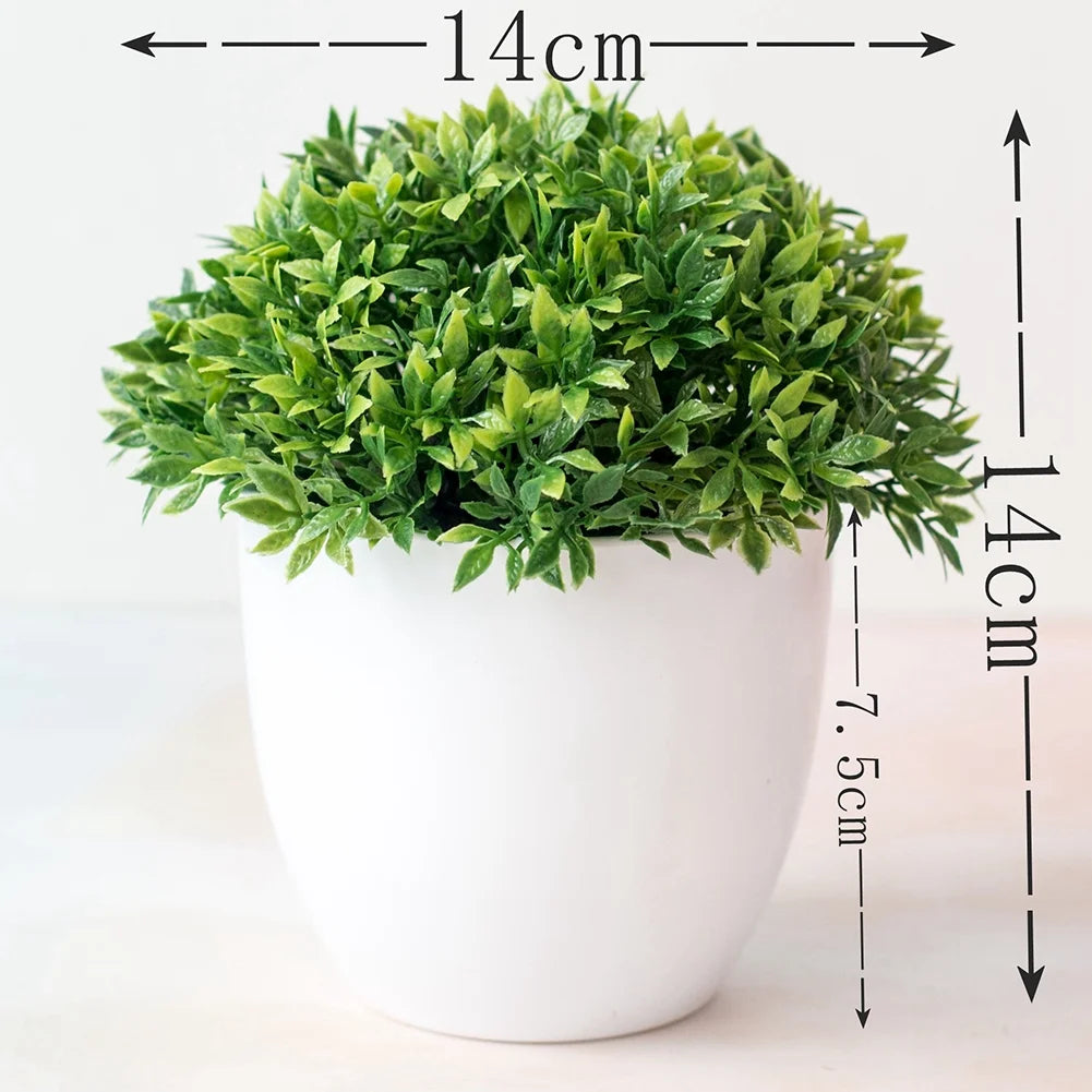 14Cm Artificial Green Grass Ball in Plastic Pot