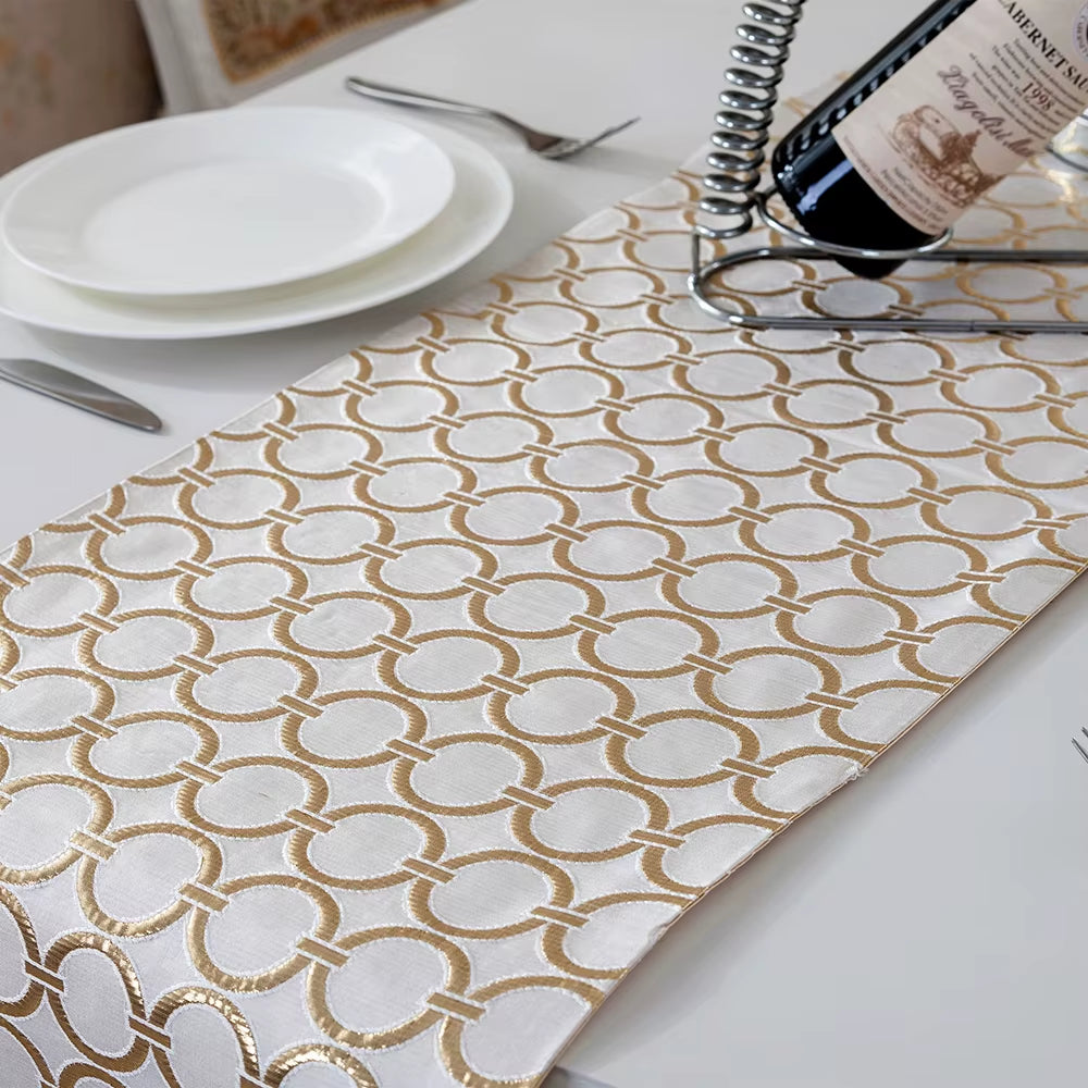 Stylish Table Runner Simple Modern Fashion Table Runner Circle Embroidery Table Mat Bed Flag for Home Dinner Table Decoration