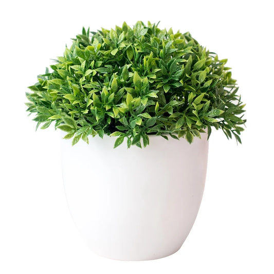 14Cm Artificial Green Grass Ball in Plastic Pot