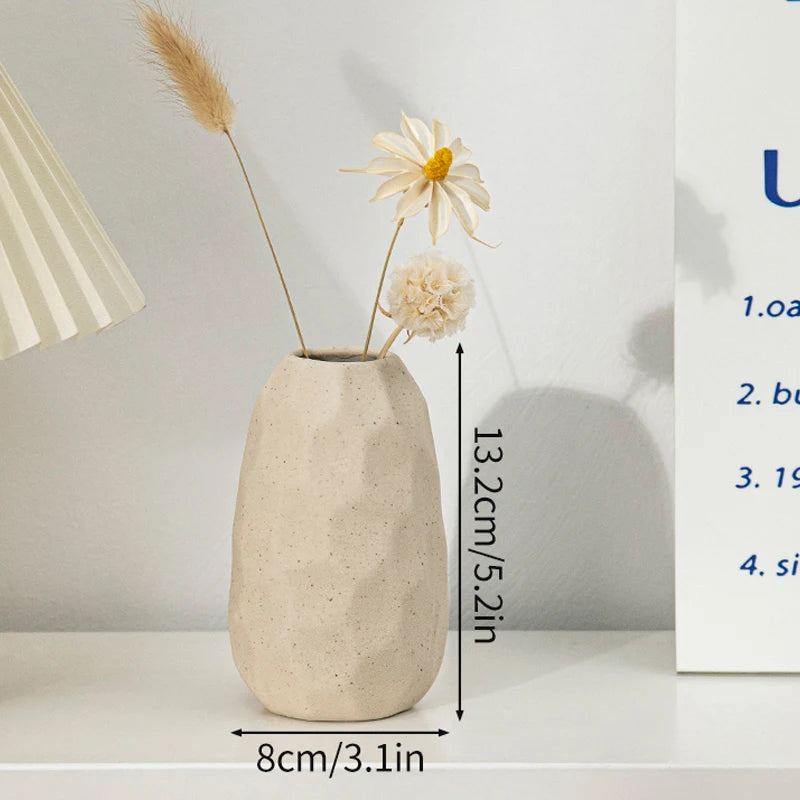 White Ceramic Vase Modern Decorative Vase for Pampas Grass Minimalist Flower Vases for Centerpiece Wedding Office Home Decor