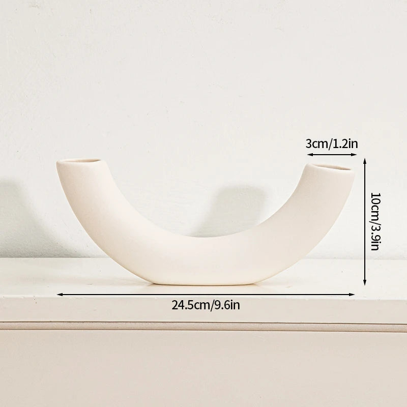 White Ceramic Vase Modern Decorative Vase for Pampas Grass Minimalist Flower Vases for Centerpiece Wedding Office Home Decor