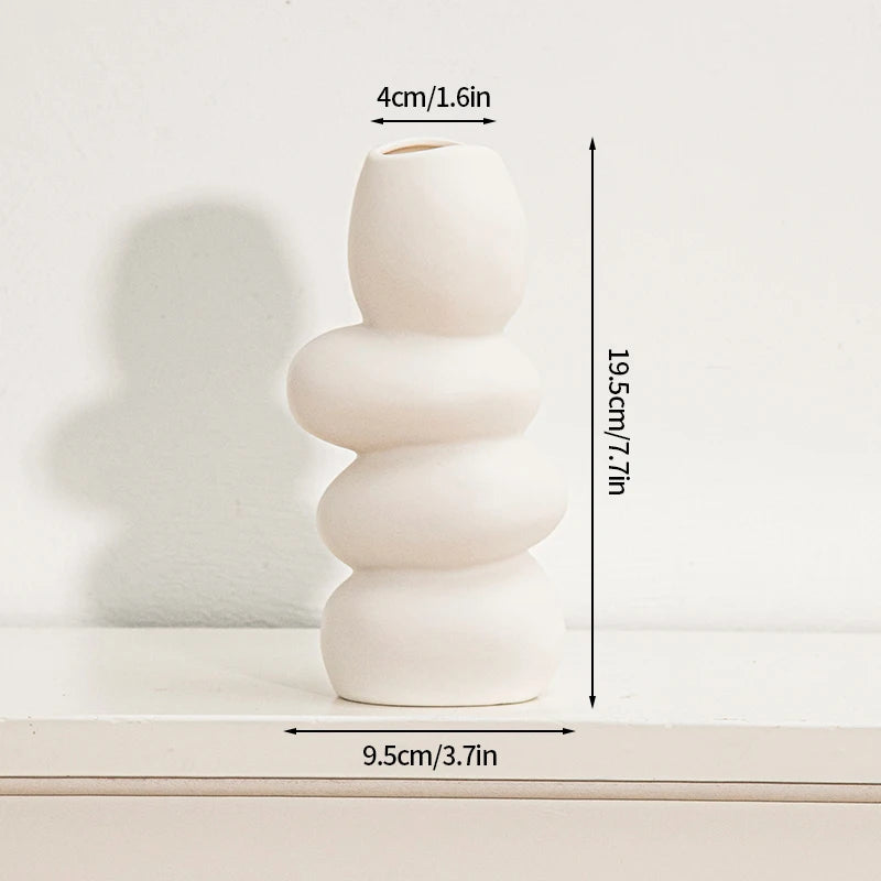 White Ceramic Vase Modern Decorative Vase for Pampas Grass Minimalist Flower Vases for Centerpiece Wedding Office Home Decor