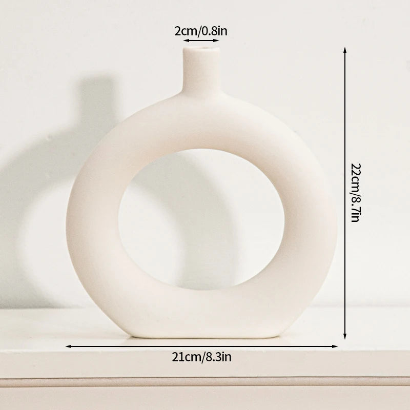 White Ceramic Vase Modern Decorative Vase for Pampas Grass Minimalist Flower Vases for Centerpiece Wedding Office Home Decor