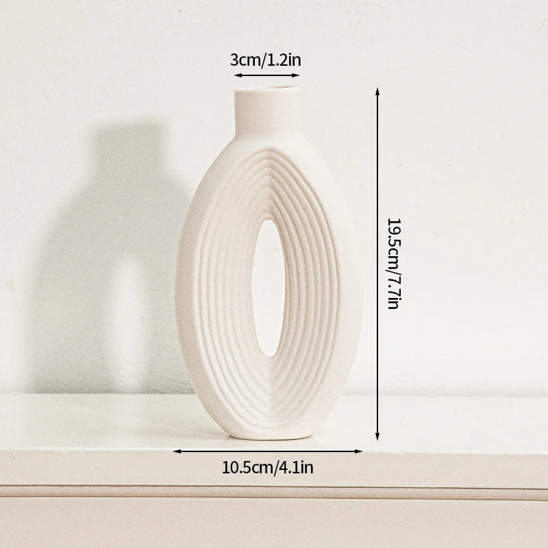 White Ceramic Vase Modern Decorative Vase for Pampas Grass Minimalist Flower Vases for Centerpiece Wedding Office Home Decor