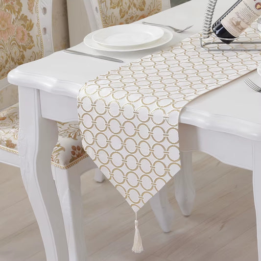 Stylish Table Runner Simple Modern Fashion Table Runner Circle Embroidery Table Mat Bed Flag for Home Dinner Table Decoration