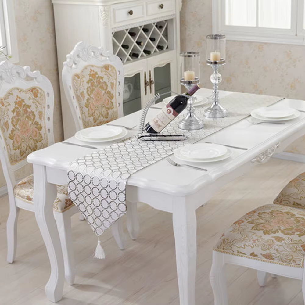 Stylish Table Runner Simple Modern Fashion Table Runner Circle Embroidery Table Mat Bed Flag for Home Dinner Table Decoration
