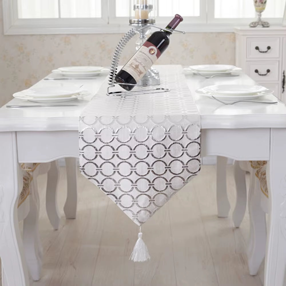 Stylish Table Runner Simple Modern Fashion Table Runner Circle Embroidery Table Mat Bed Flag for Home Dinner Table Decoration